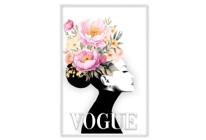 Fashion Girl with Flowers Wall Art Limited Edition High Quality Print Canvas Box Framed White