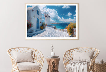 White Building, White Tower in Greece Home Decor Premium Quality Poster Print Choose Your Sizes