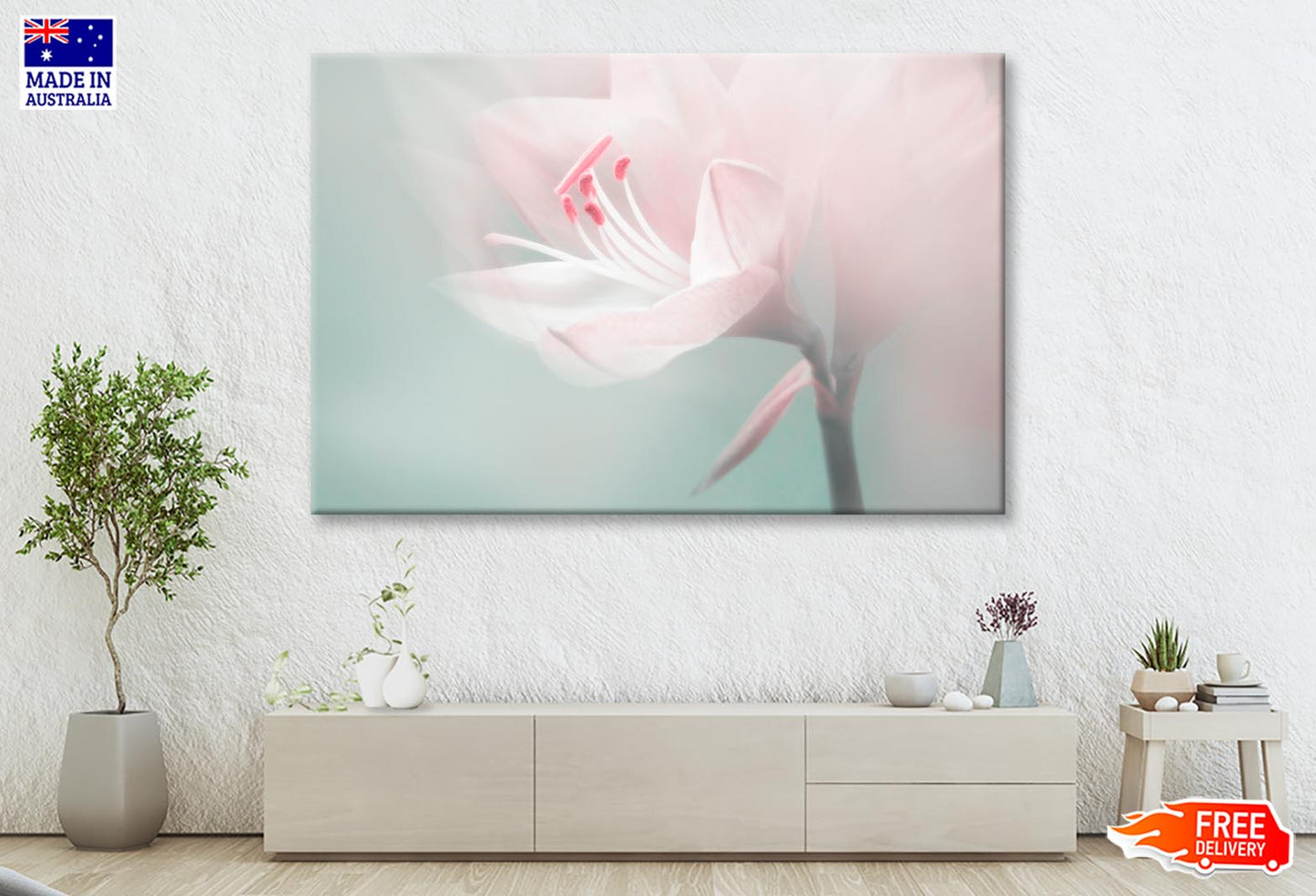 Single Dreamy Surreal White Flower Wall Art Decor 100% Australian Made