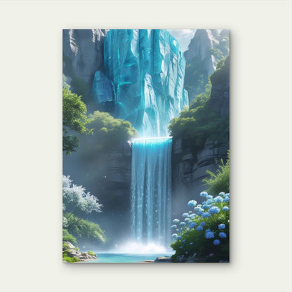 Blue Crystal Glacial Waterfall 40x60cm Metal Print Ready to Hang
