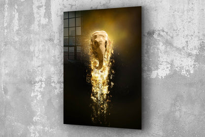 Gold Elephant Abstract UV Direct Aluminum Print Australian Made Quality