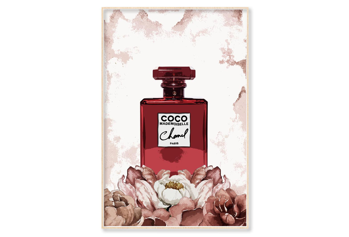 Luxury Flower Red Perfume Wall Art Limited Edition High Quality Print Canvas Box Framed Natural