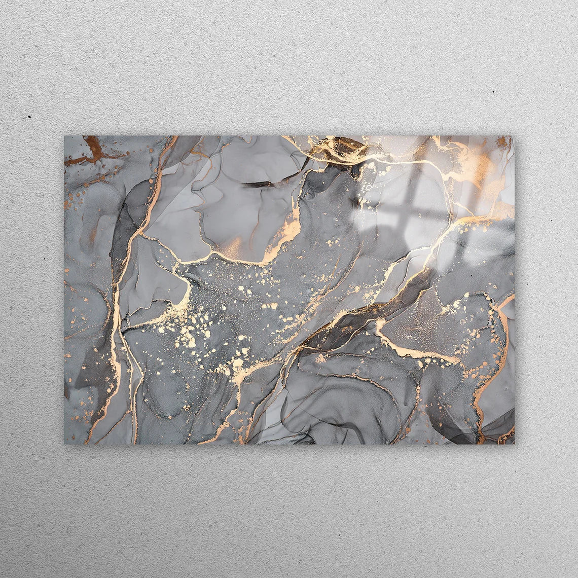 Gray And Gold Marble Acrylic Glass Print Tempered Glass Wall Art 100% Made in Australia Ready to Hang