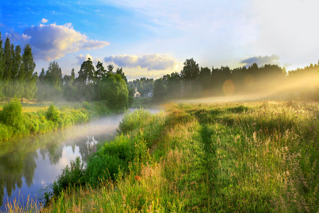 Sunrise, Fog and the River Home Decor Premium Quality Poster Print Choose Your Sizes