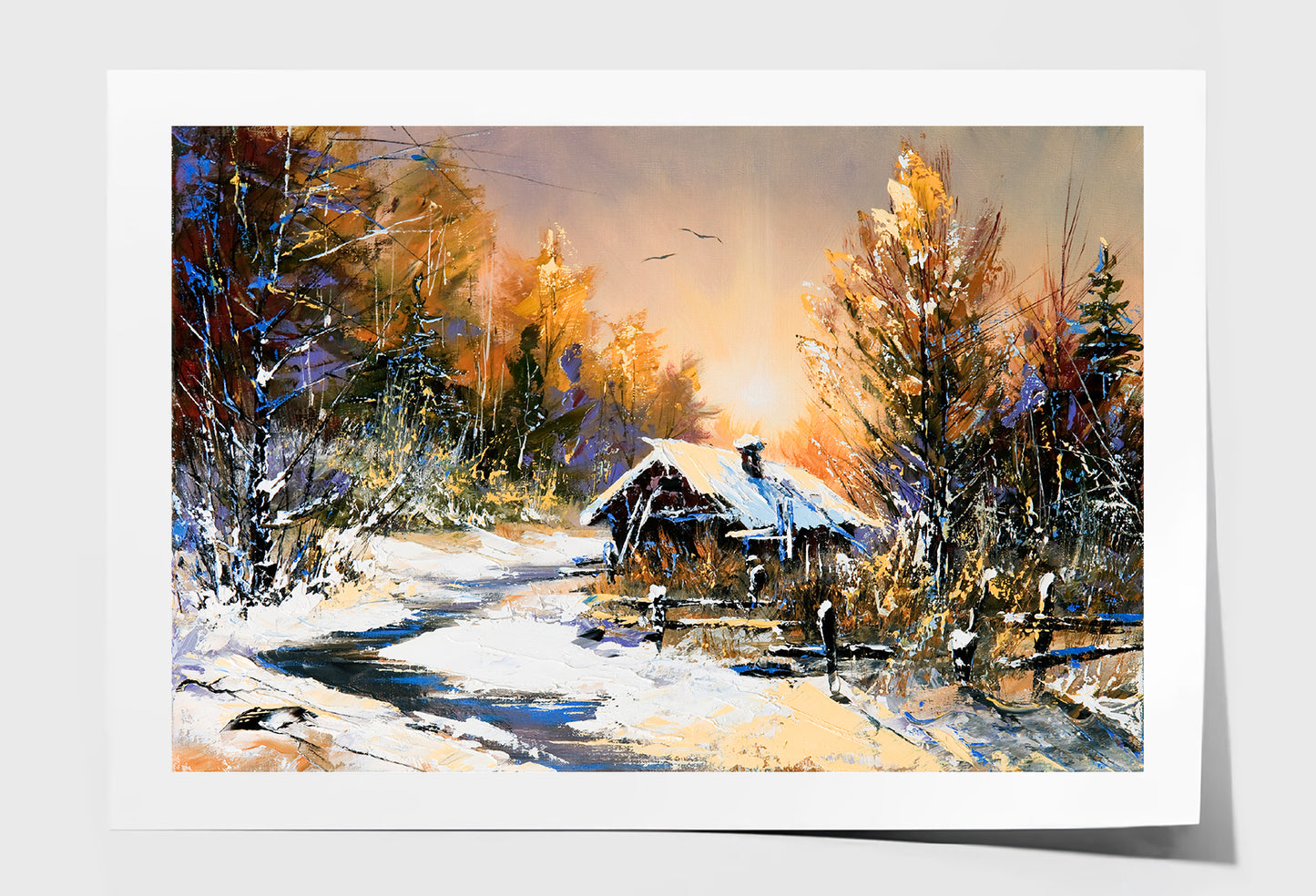 Rural Winter Landscape Autumn Painting Wall Art Limited Edition High Quality Print Unframed Roll Canvas None