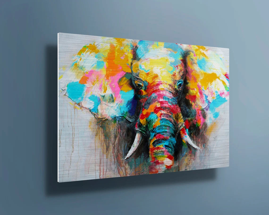 Large water color Elephant UV Direct Aluminum Print Australian Made Quality