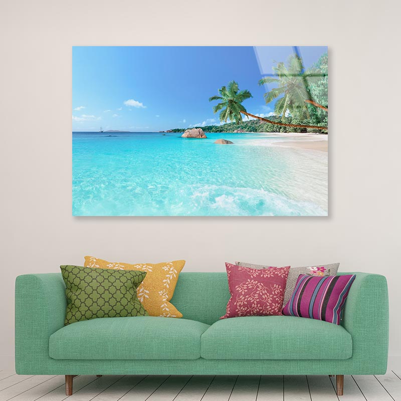 Anse Lazio Beach at Praslin Island, Seychelles Acrylic Glass Print Tempered Glass Wall Art 100% Made in Australia Ready to Hang