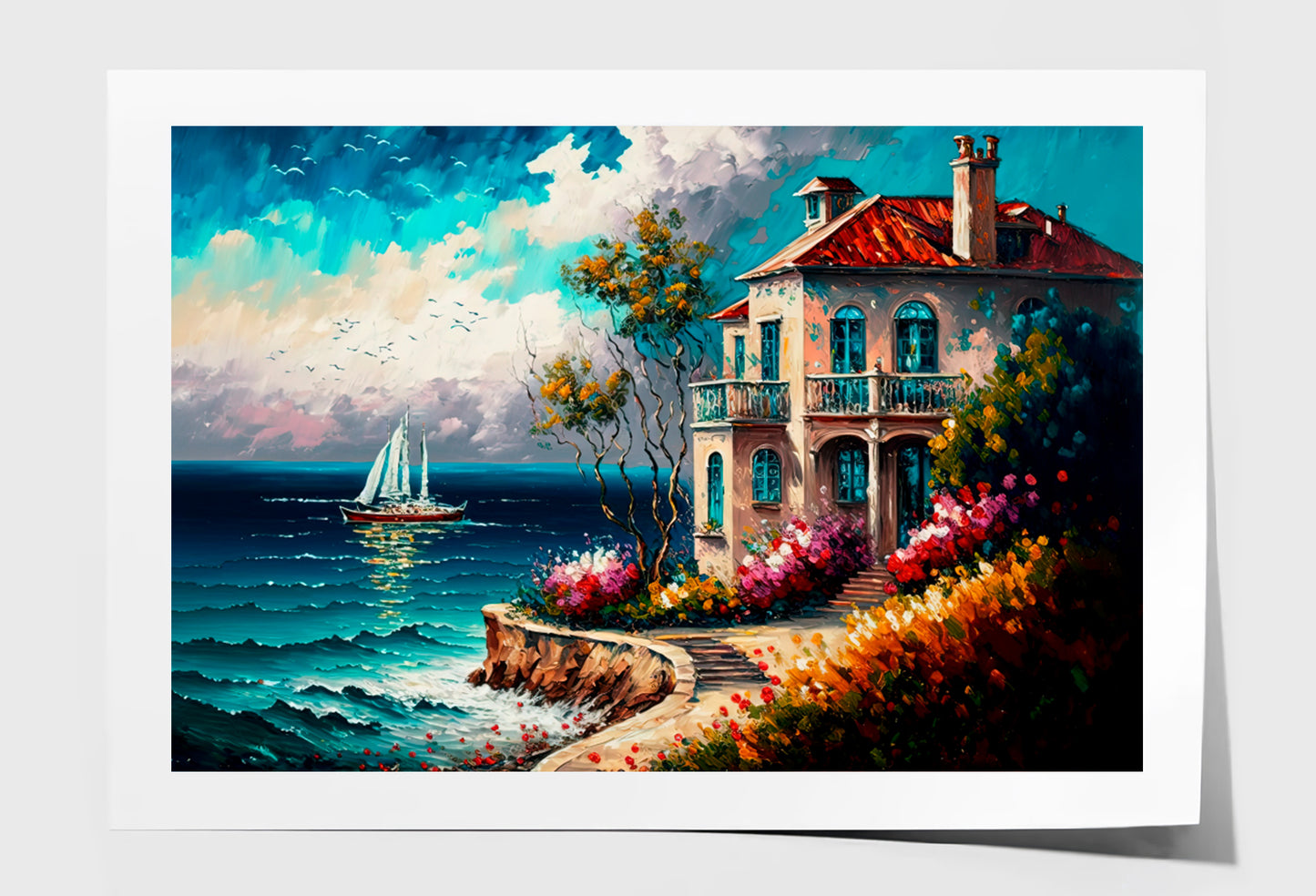 Coastal Seascape With Nobody Oil Painting Wall Art Limited Edition High Quality Print Unframed Roll Canvas None