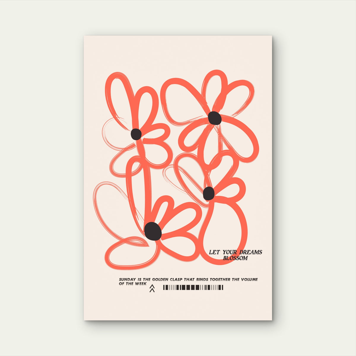 Red Floral Sunday Quote Gift 60x90cm Metal Print Ready to Hang