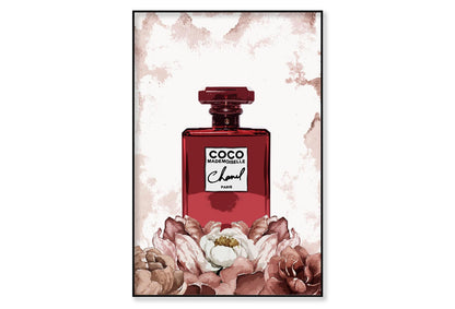 Luxury Flower Red Perfume Wall Art Limited Edition High Quality Print Canvas Box Framed Black