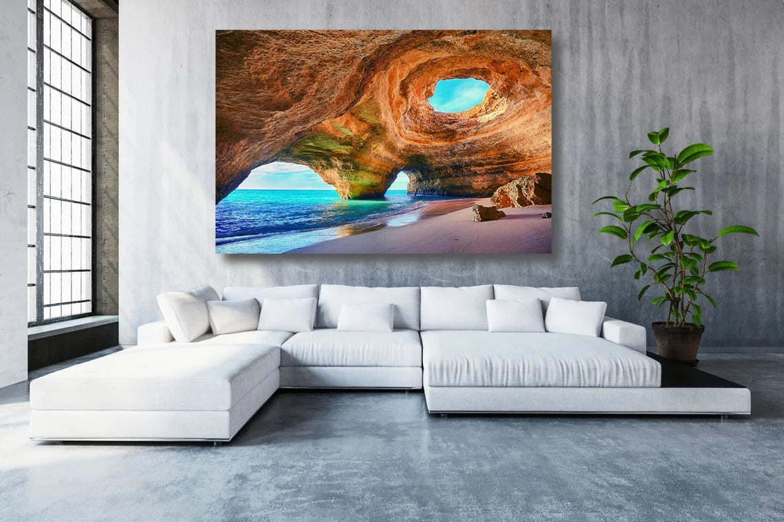 Algarve Portugal Ocean Beach Acrylic Glass Print Tempered Glass Wall Art 100% Made in Australia Ready to Hang