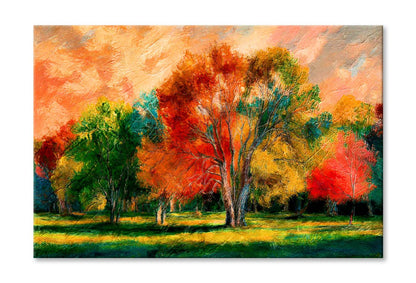 Painting Landscape, Colorful Trees Wall Art Limited Edition High Quality Print