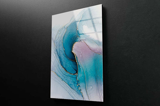 Royal Cyan Mint Liquid Acrylic Glass Print Tempered Glass Wall Art 100% Made in Australia Ready to Hang