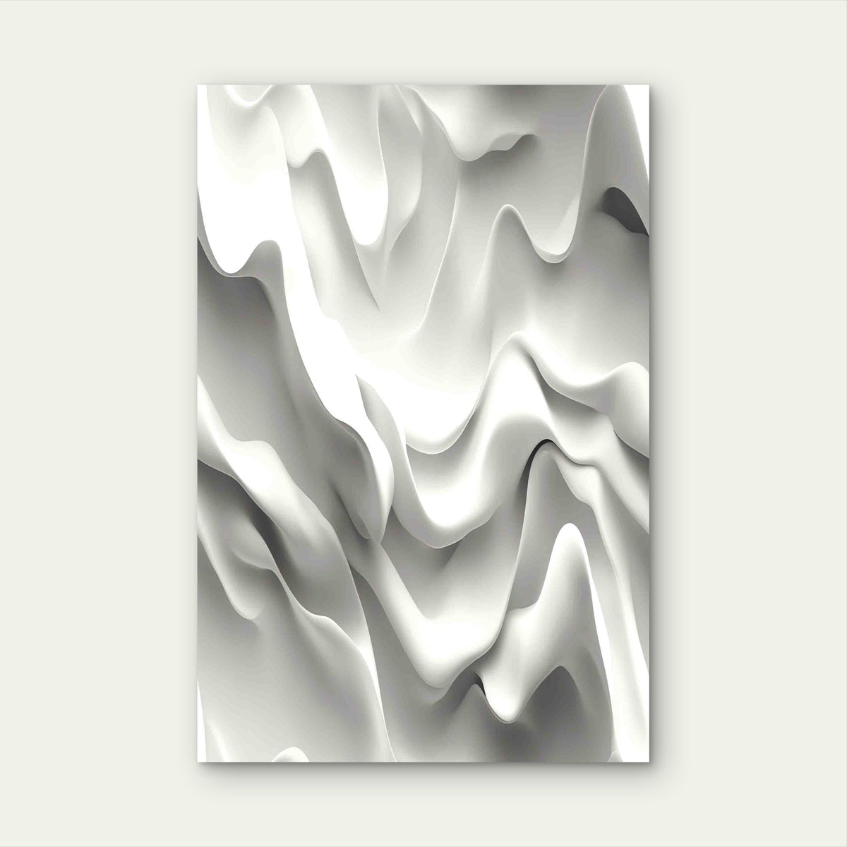 White 3D Flowing Silk Wave 40x60cm Metal Print Ready to Hang