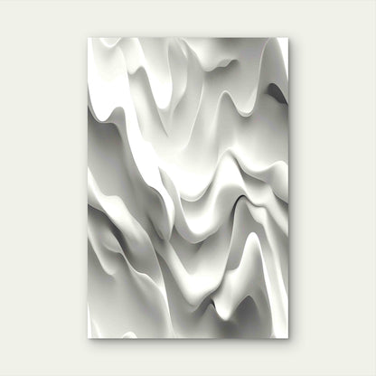 White 3D Flowing Silk Wave 40x60cm Metal Print Ready to Hang