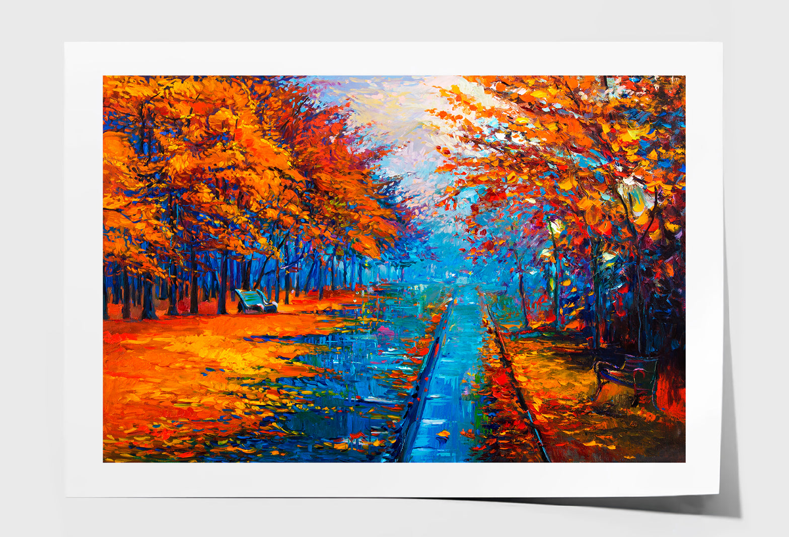 Autumn Landscape With Forest Road Oil Painting Wall Art Limited Edition High Quality Print Unframed Roll Canvas None