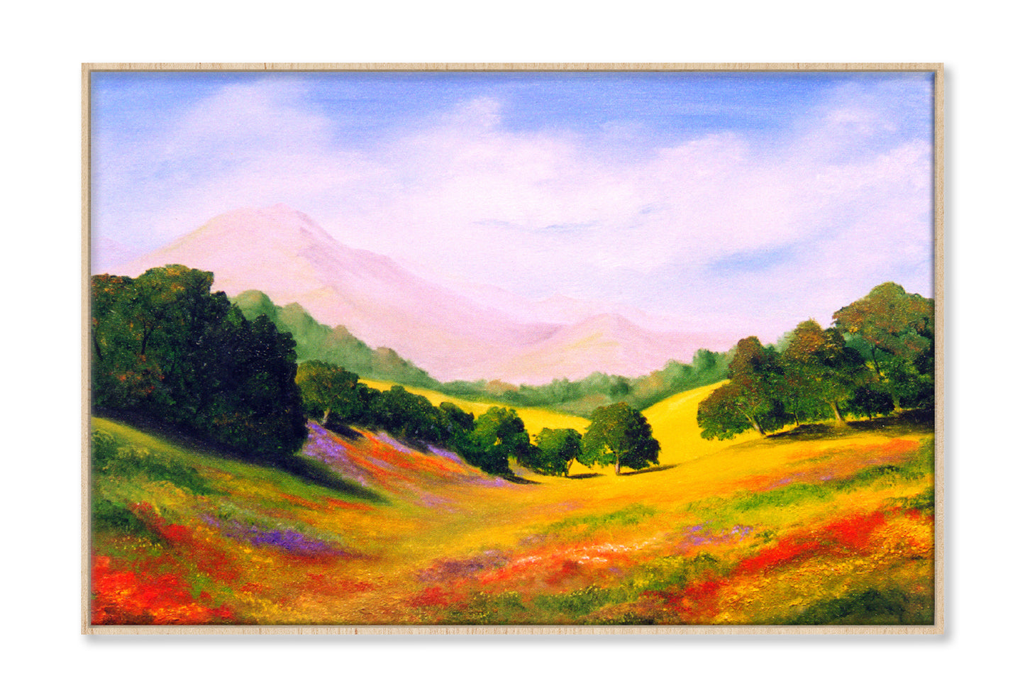 Trees on Landscape & Mountains Oil Painting Wall Art Limited Edition High Quality Print Canvas Box Framed Natural