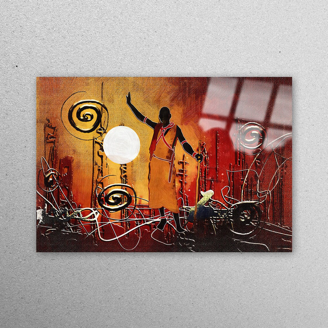 African Man Painting Acrylic Glass Print Tempered Glass Wall Art 100% Made in Australia Ready to Hang