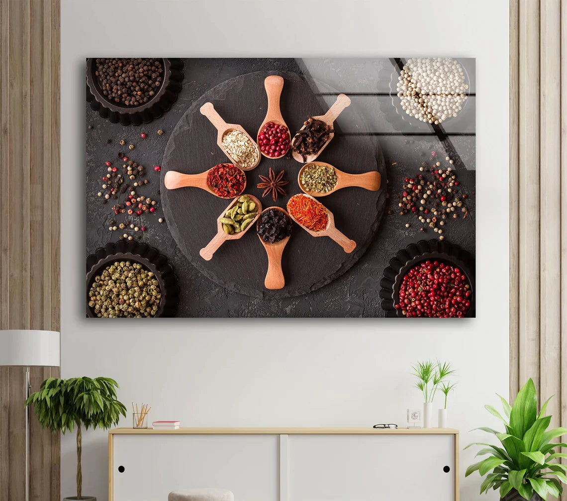 Spices on Spoons Table UV Direct Aluminum Print Australian Made Quality