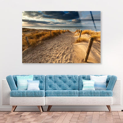 Sand Path to North Sea Beach, Holland Acrylic Glass Print Tempered Glass Wall Art 100% Made in Australia Ready to Hang