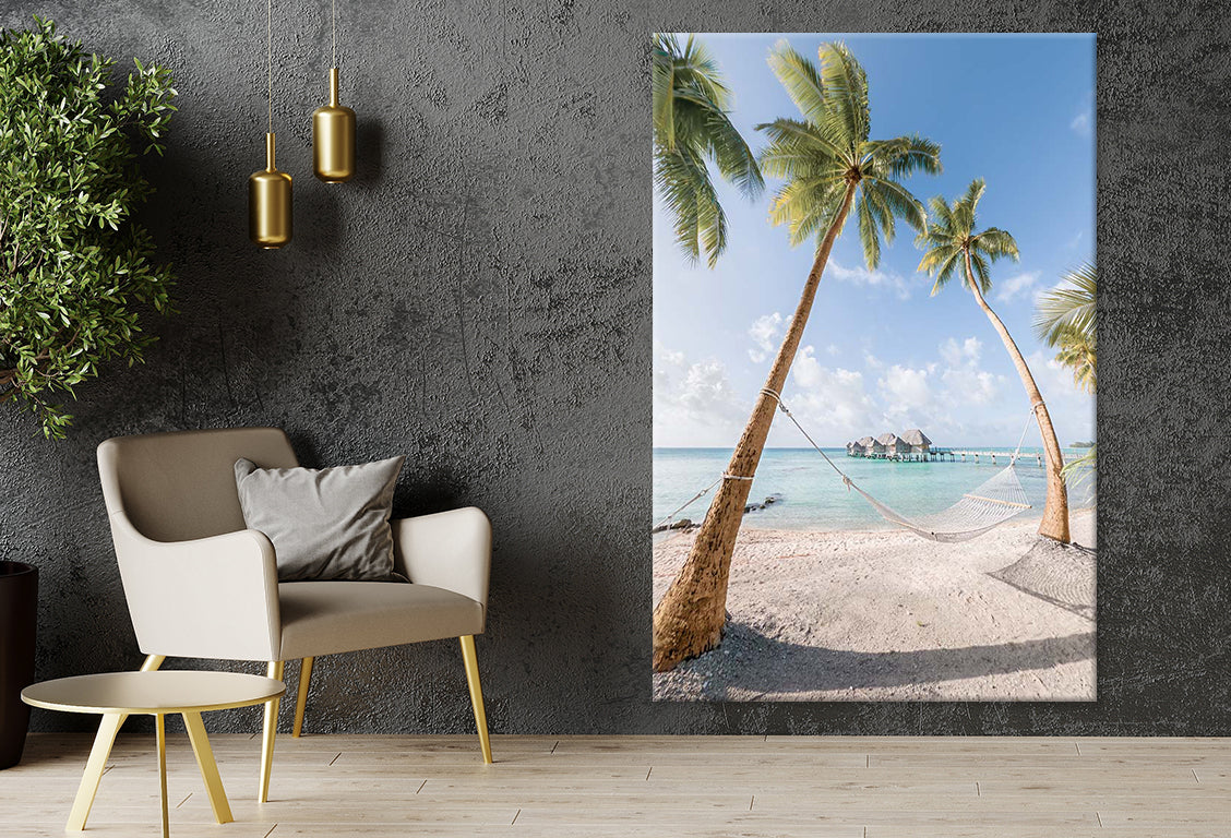 Beach with Palm Trees and Hammock Print 100% Australian Made