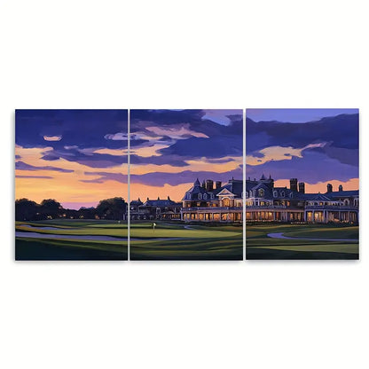 3pcs Elegant Architecture Evening Sky Metal Print Ready to Hang Art