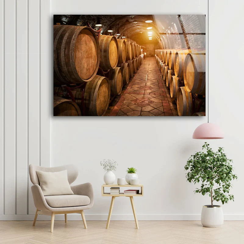 Wine Barrels Row UV Direct Aluminum Print Australian Made Quality