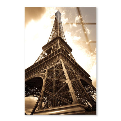 Vintage Eiffel Tower And Sky Portrait Photograph Acrylic Glass Print Tempered Glass Wall Art 100% Made in Australia Ready to Hang