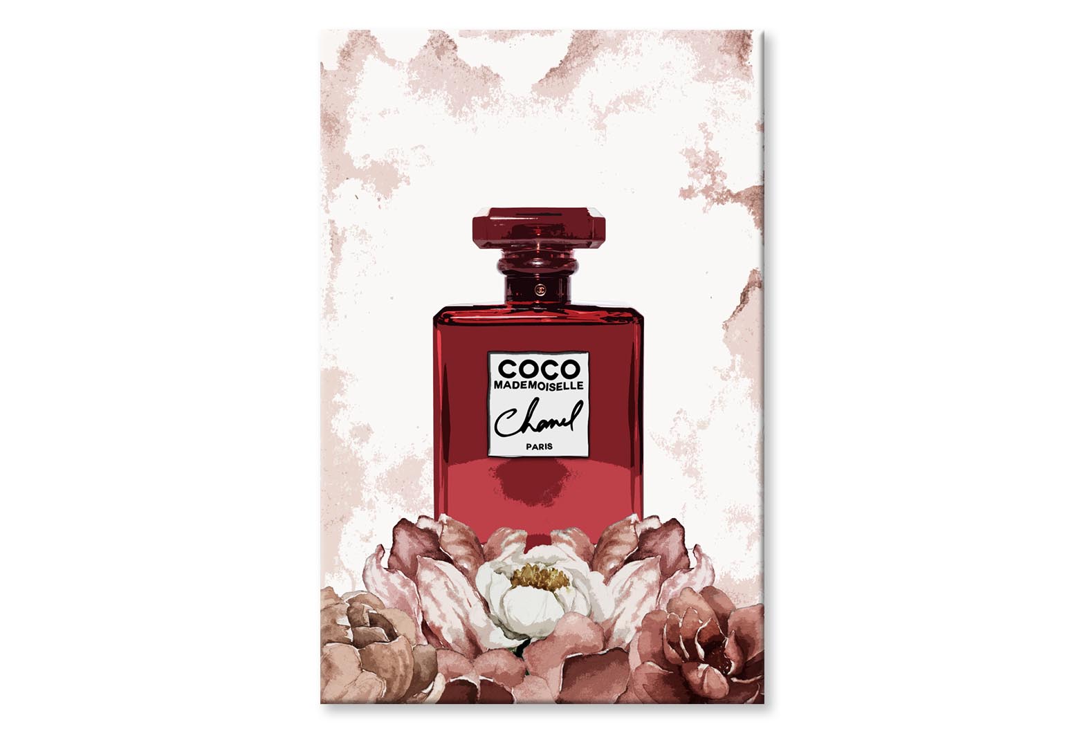 Luxury Flower Red Perfume Wall Art Limited Edition High Quality Print Stretched Canvas None