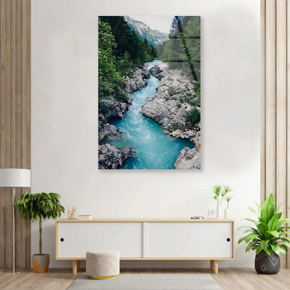 Beautiful Blue Apline River Soca Portrait Photograph Acrylic Glass Print Tempered Glass Wall Art 100% Made in Australia Ready to Hang