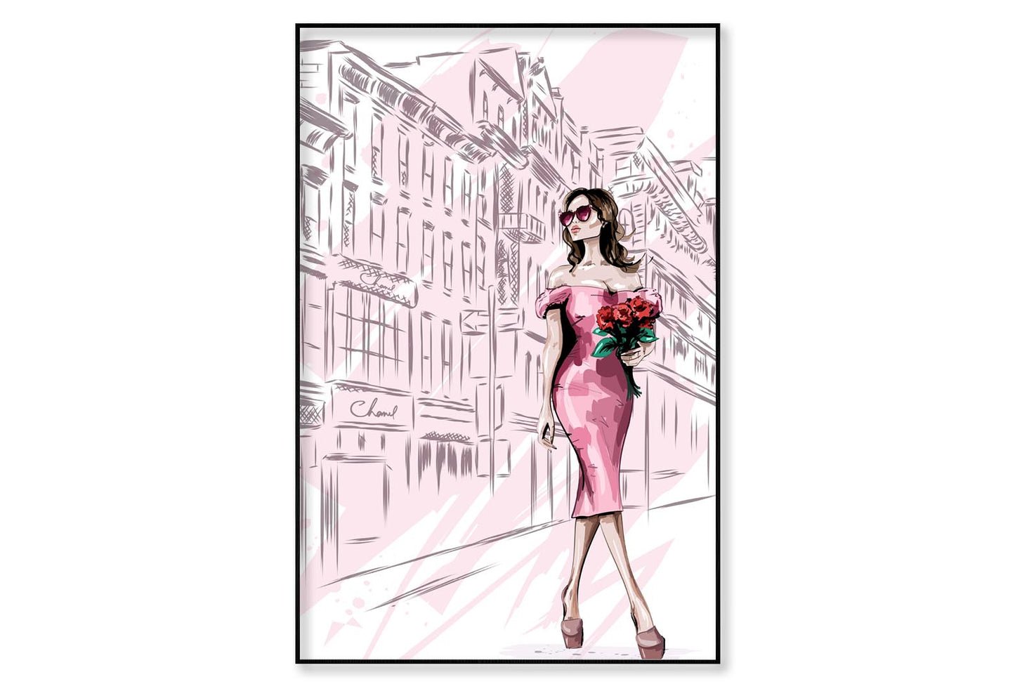 Elegant Fashion Store Art Wall Art Limited Edition High Quality Print Canvas Box Framed Black