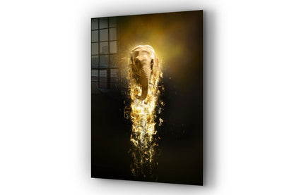 Gold Elephant Abstract UV Direct Aluminum Print Australian Made Quality