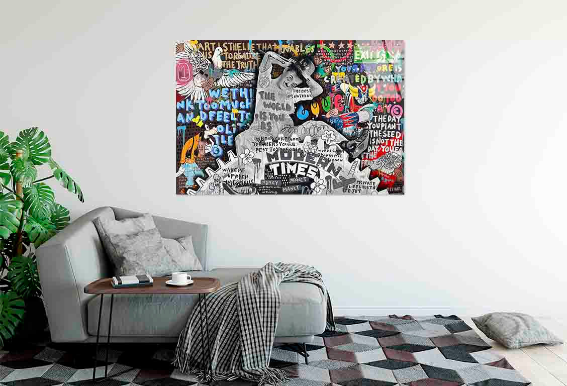 Urban Collage Typograph Tempered Glass Printing Wall Art Australian Made Quality