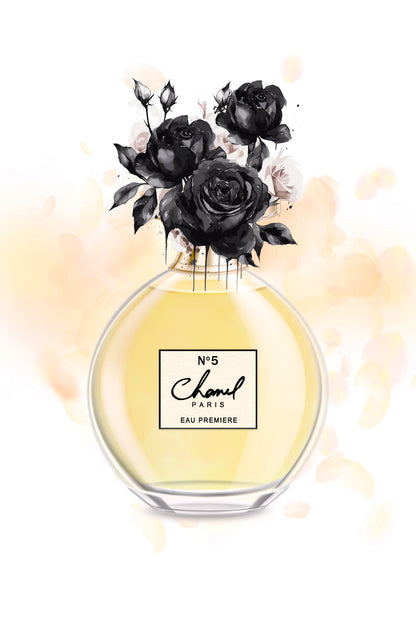 Fashion Yellow Perfume with Black Flowers Print 100% Australian Made