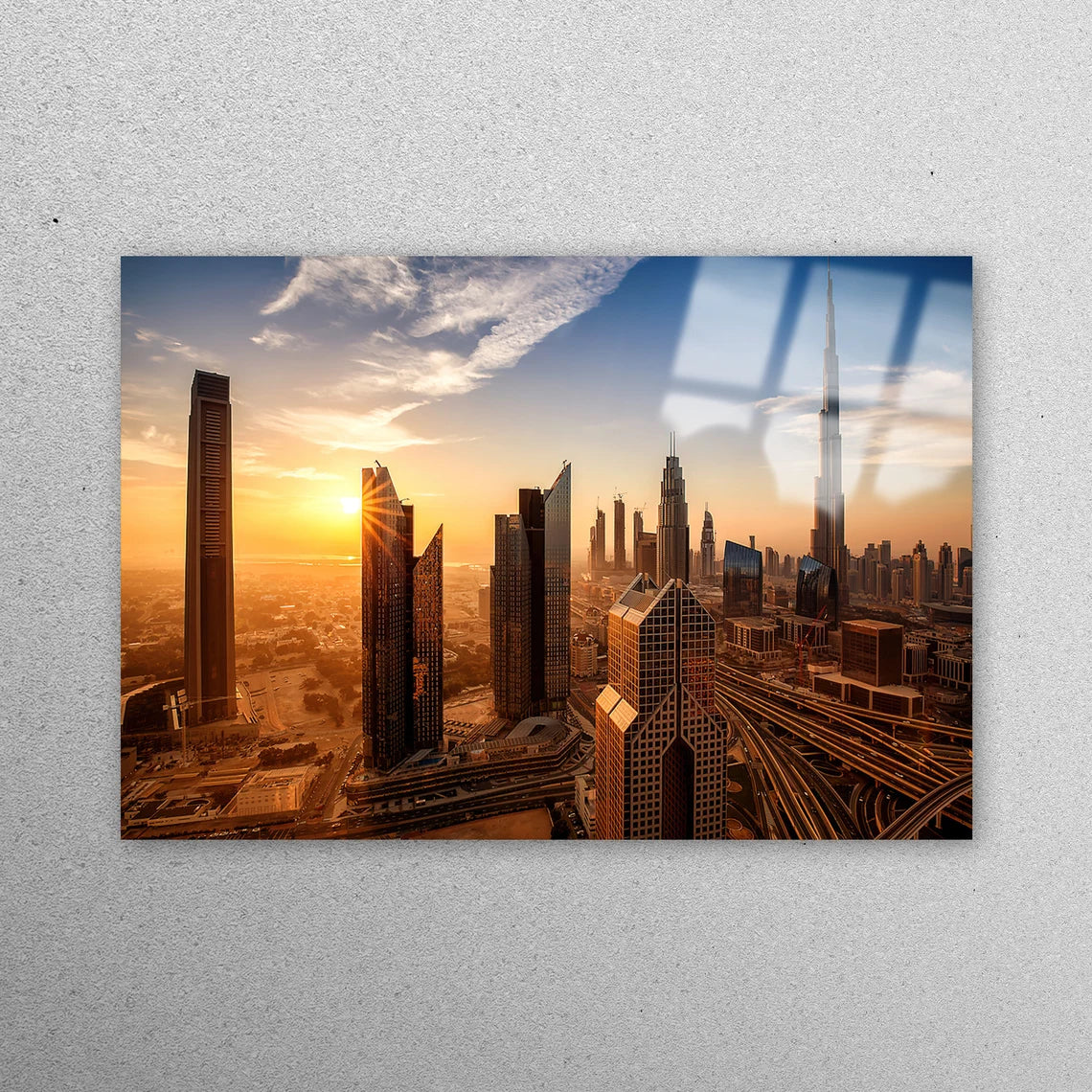 Sky Sunset Dubai Acrylic Glass Print Tempered Glass Wall Art 100% Made in Australia Ready to Hang