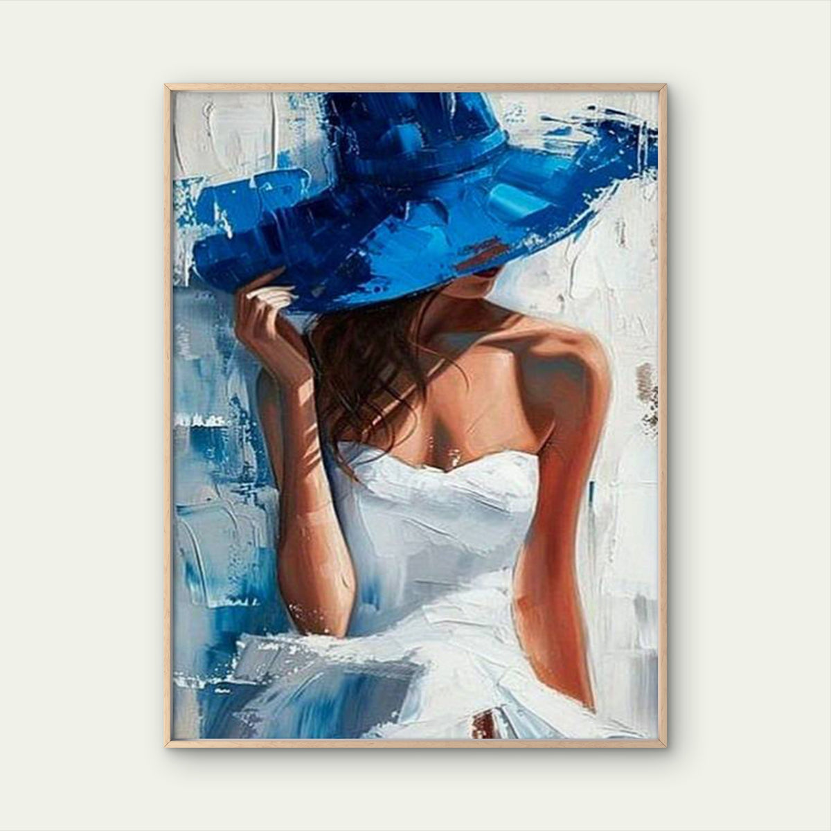 Blue Hat Woman Stylish White Dress Fashion Home Decor Premium Quality Poster Print Choose Your Sizes