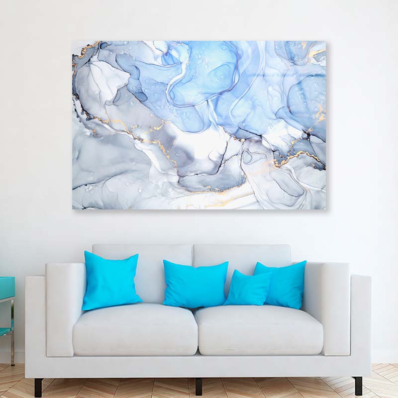 Gray Blue Abstract Acrylic Glass Print Tempered Glass Wall Art 100% Made in Australia Ready to Hang