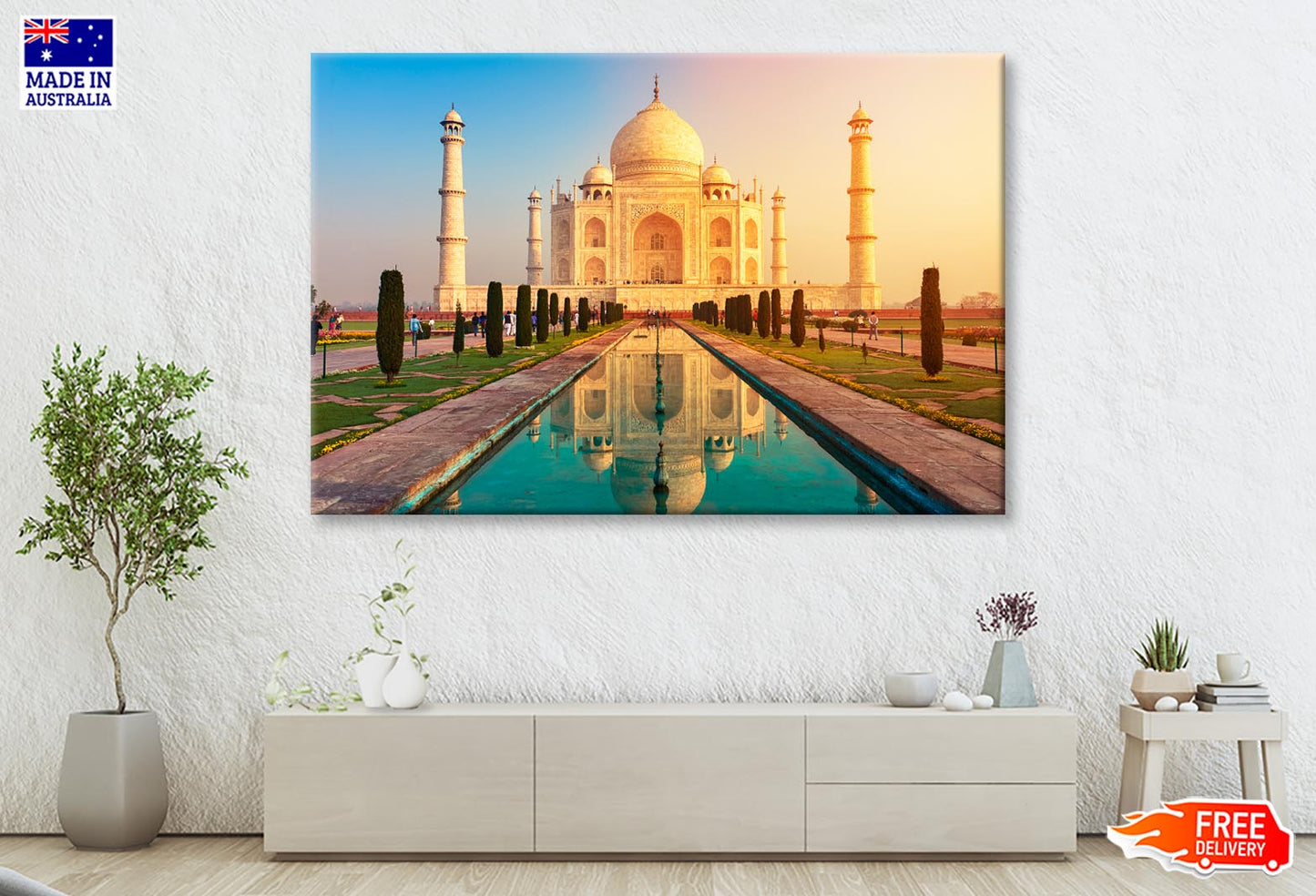 Taj Mahal Indian City of Agra Wall Art Decor 100% Australian Made