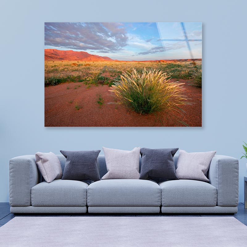 Grassland Landscape with Mountains Acrylic Glass Print Tempered Glass Wall Art 100% Made in Australia Ready to Hang