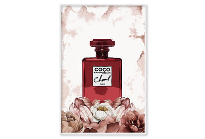 Luxury Flower Red Perfume Wall Art Limited Edition High Quality Print Canvas Box Framed White