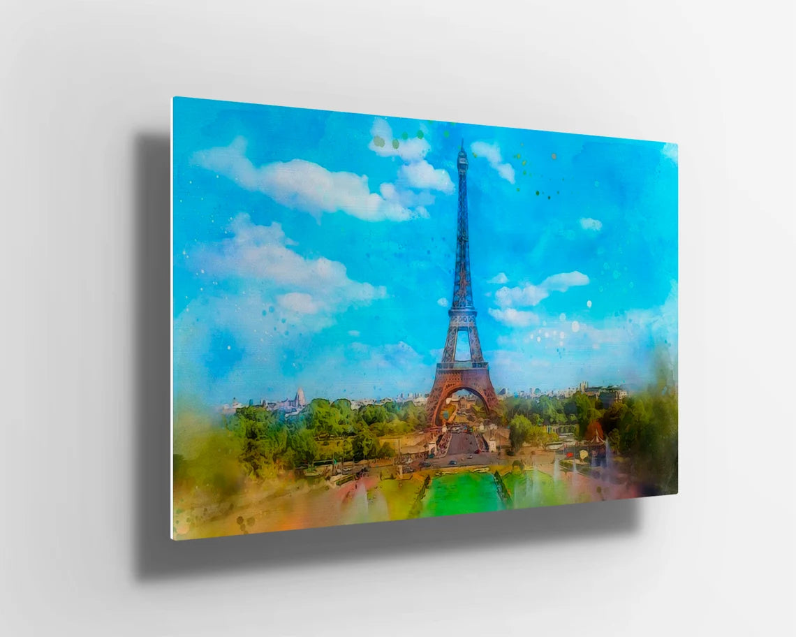 Paris France Water color UV Direct Aluminum Print Australian Made Quality