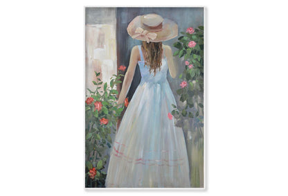 A Woman's Back, White Dress & Hat Wall Art Limited Edition High Quality Print