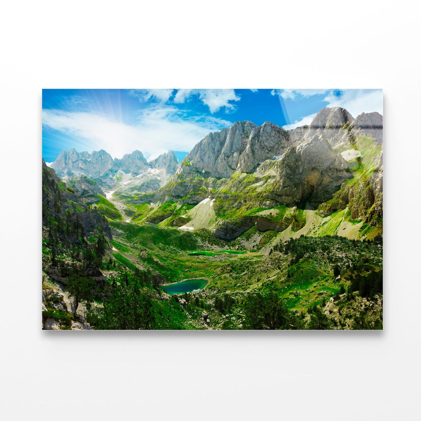 Amazing View of Mountain Lakes in Albanian Alps Acrylic Glass Print Tempered Glass Wall Art 100% Made in Australia Ready to Hang