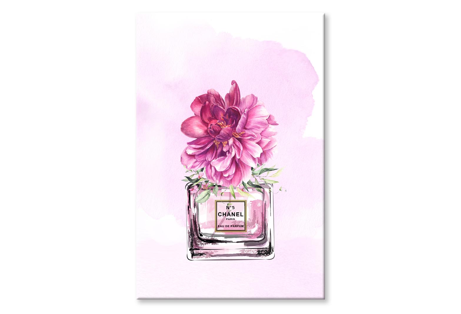 Perfume With Pink Shaded Flower Wall Art Limited Edition High Quality Print Stretched Canvas None