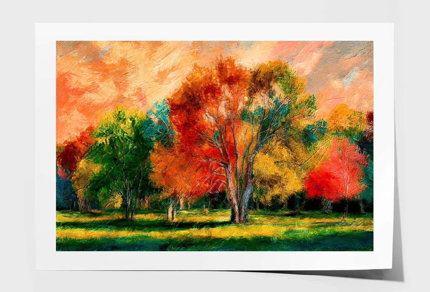 Painting Landscape, Colorful Trees Wall Art Limited Edition High Quality Print