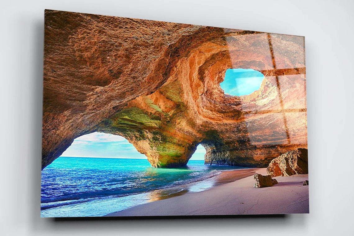 Algarve Portugal Ocean Beach Acrylic Glass Print Tempered Glass Wall Art 100% Made in Australia Ready to Hang