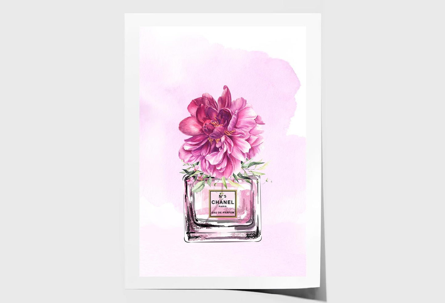 Perfume With Pink Shaded Flower Wall Art Limited Edition High Quality Print Unframed Roll Canvas None