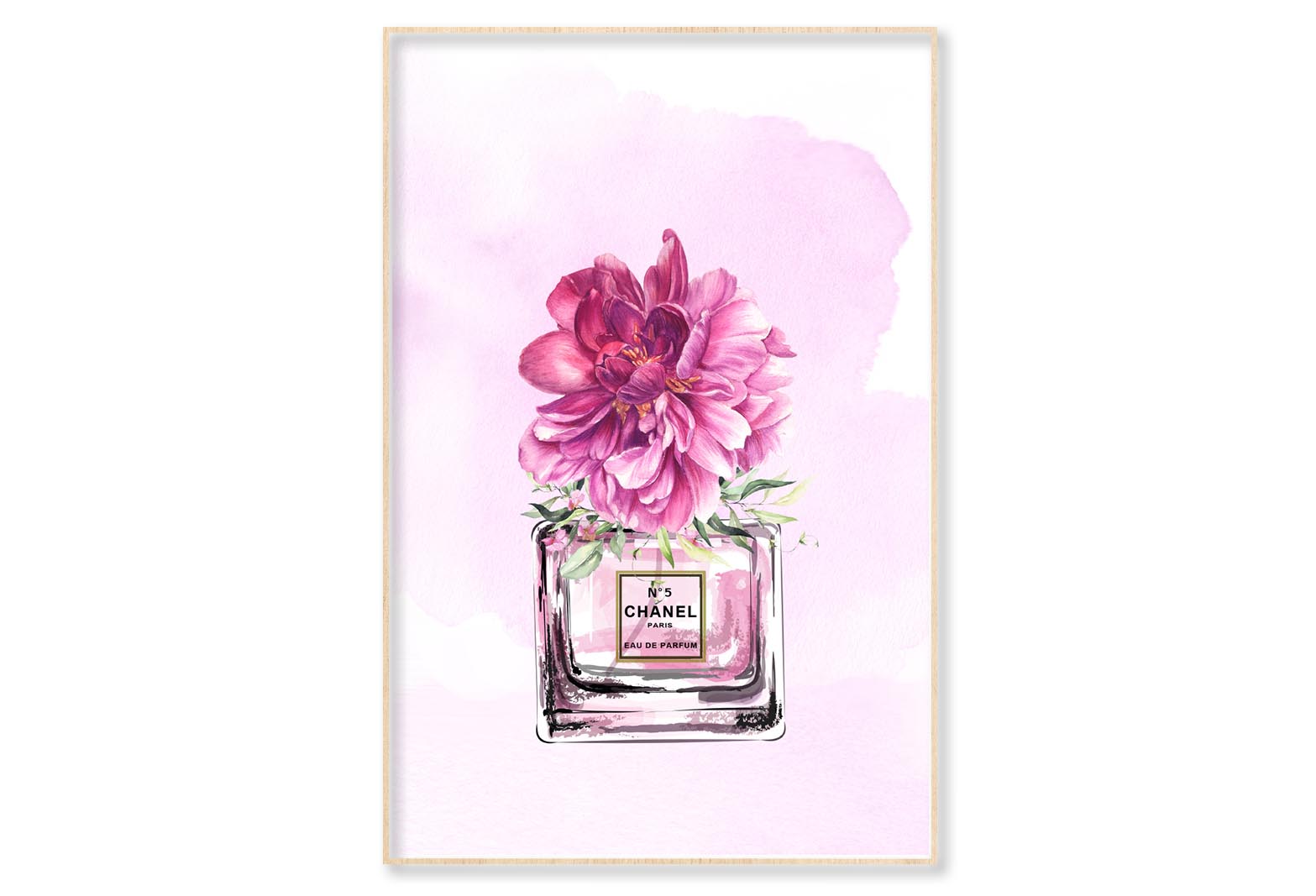 Perfume With Pink Shaded Flower Wall Art Limited Edition High Quality Print Canvas Box Framed Natural