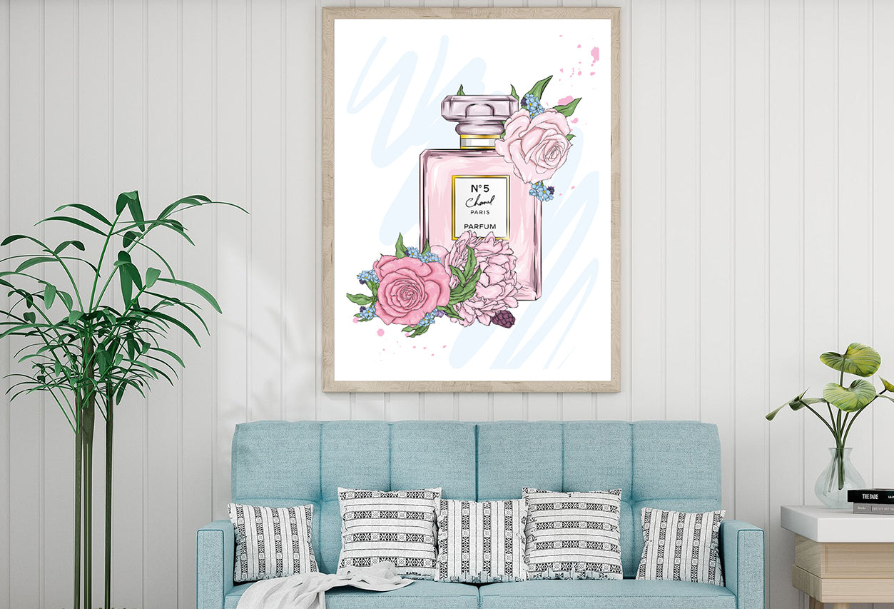 Perfume Bottle & Roses Leaves Home Decor Premium Quality Poster Print Choose Your Sizes