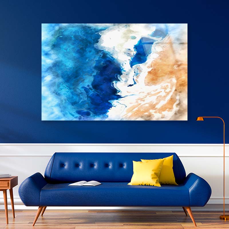 Blue & White Painting Acrylic Glass Print Tempered Glass Wall Art 100% Made in Australia Ready to Hang